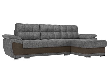 Угловой диван для гостиной Нэстор, Серый/Коричневый (рогожка) в Вологде