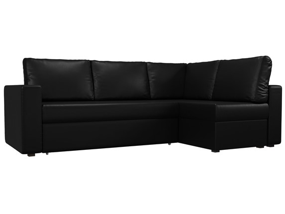 Угловой раскладной диван Оливер, Черный (экокожа) в Вологде - изображение