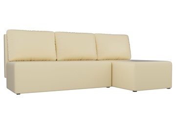 Угловой диван с оттоманкой Поло, Бежевый (экокожа) в Вологде