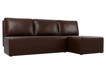 Угловой диван с оттоманкой Поло, Коричневый (экокожа) в Вологде