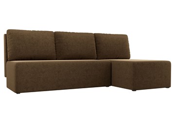 Угловой диван с оттоманкой Поло, Коричневый (микровельвет) в Вологде