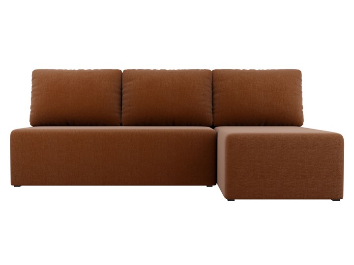 Угловой диван с оттоманкой Поло, Коричневый (рогожка) в Вологде - изображение 1
