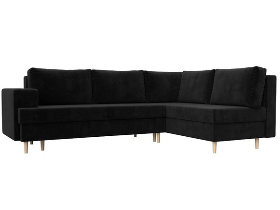 Угловой диван Сильвана, Черный (велюр) в Вологде - изображение