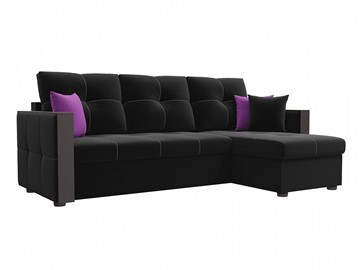Угловой диван для гостиной Валенсия, Черный (микровельвет) в Вологде
