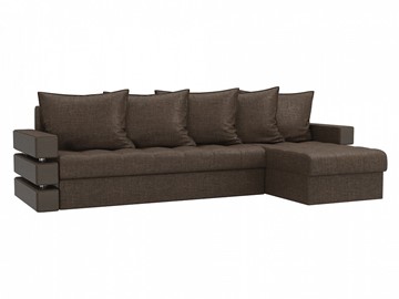 Угловой диван с оттоманкой Венеция, Коричневый (рогожка) в Вологде - предосмотр