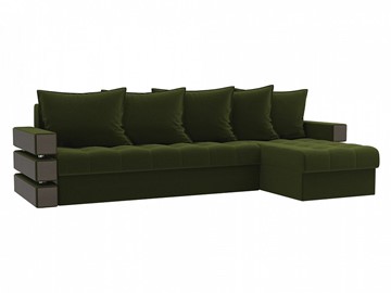 Угловой диван с оттоманкой Венеция, Зеленый (микровельвет) в Вологде