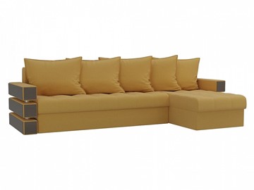 Угловой диван с оттоманкой Венеция, Желтый (микровельвет) в Вологде