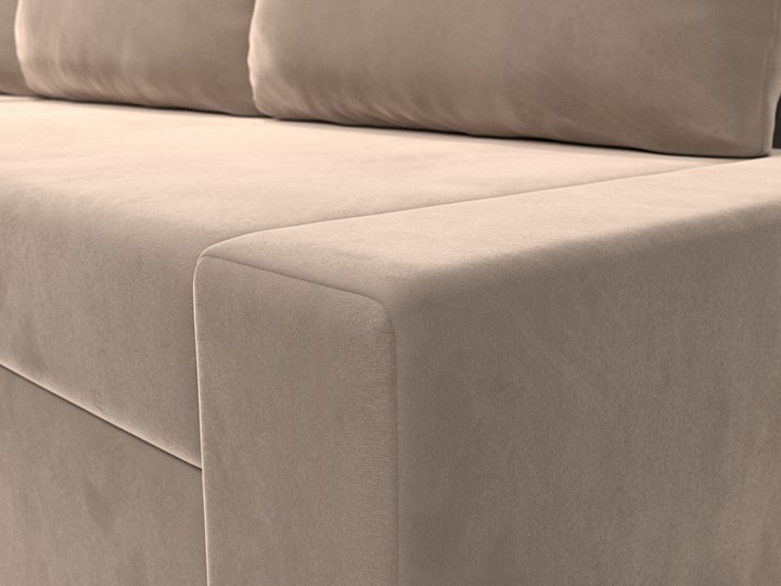 Угловой раскладной диван Версаль, Бежевый/Коричневый (велюр) в Вологде - изображение 3