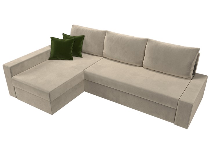 Угловой диван для гостиной Версаль, Бежевый/Зеленый (микровельвет) в Вологде - изображение 4