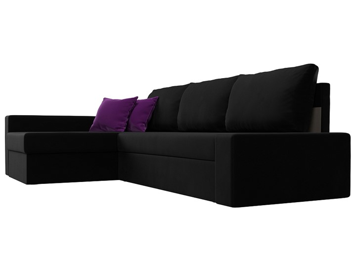 Угловой диван Версаль, Черный/Фиолетовый (микровельвет) в Вологде - изображение 2