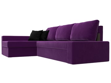 Угловой раскладной диван Версаль, Фиолетовый/Черный (микровельвет) в Вологде - предосмотр 2