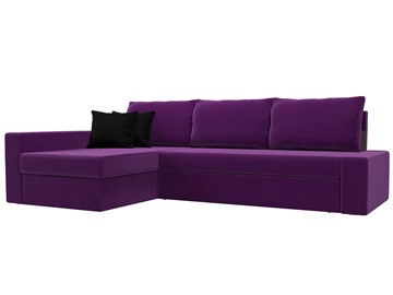 Угловой раскладной диван Версаль, Фиолетовый/Черный (микровельвет) в Вологде