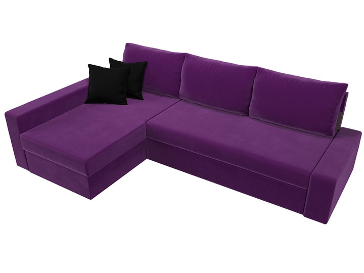 Угловой раскладной диван Версаль, Фиолетовый/Черный (микровельвет) в Вологде - изображение 4