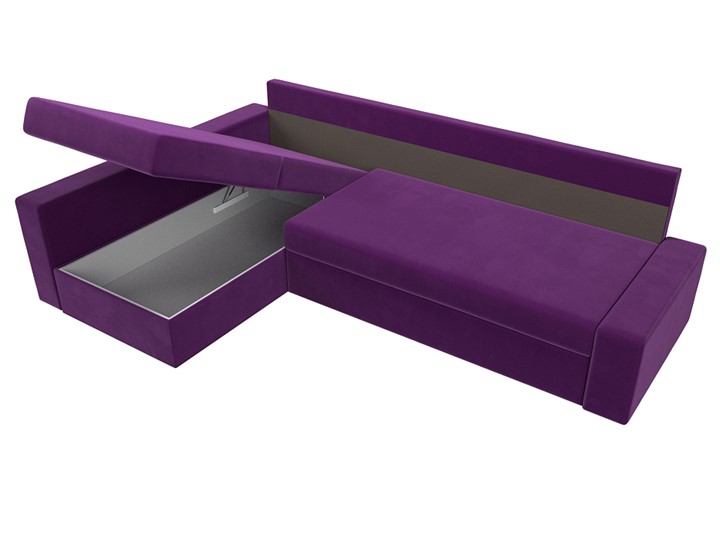 Угловой раскладной диван Версаль, Фиолетовый/Черный (микровельвет) в Вологде - изображение 6
