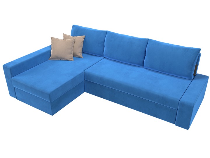 Угловой диван Версаль, Голубой/Бежевый (велюр) в Вологде - изображение 4