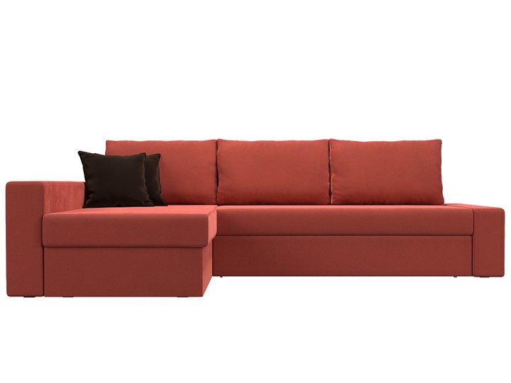 Угловой диван для гостиной Версаль, Коралловый/Коричневый (микровельвет) в Вологде - изображение 1