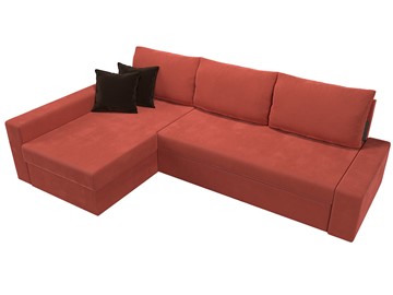 Угловой диван для гостиной Версаль, Коралловый/Коричневый (микровельвет) в Вологде - предосмотр 4