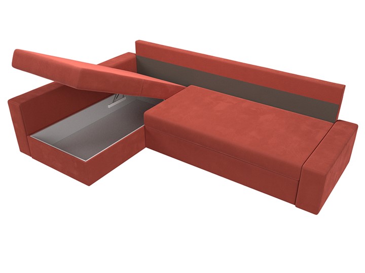 Угловой диван для гостиной Версаль, Коралловый/Коричневый (микровельвет) в Вологде - изображение 6