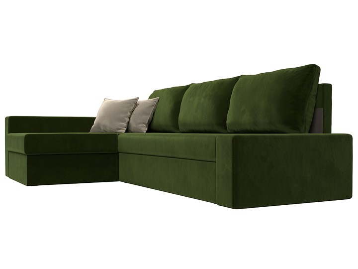 Угловой раскладной диван Версаль, Зеленый/Бежевый (микровельвет) в Вологде - изображение 2