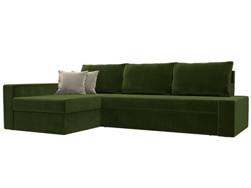 Угловой раскладной диван Версаль, Зеленый/Бежевый (микровельвет) в Вологде