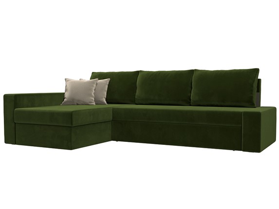 Угловой раскладной диван Версаль, Зеленый/Бежевый (микровельвет) в Вологде - изображение