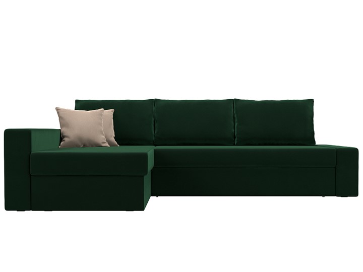 Угловой раскладной диван Версаль, Зеленый/Бежевый (велюр) в Вологде - изображение 1