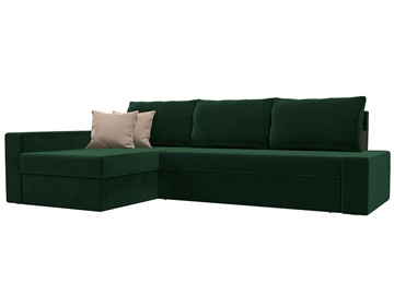 Угловой раскладной диван Версаль, Зеленый/Бежевый (велюр) в Вологде