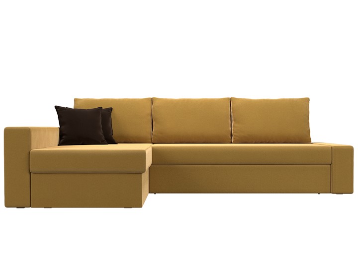 Угловой диван для гостиной Версаль, Желтый/Коричневый (микровельвет) в Вологде - изображение 1