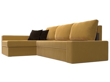 Угловой диван для гостиной Версаль, Желтый/Коричневый (микровельвет) в Вологде - предосмотр 2