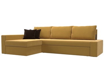Угловой диван для гостиной Версаль, Желтый/Коричневый (микровельвет) в Вологде
