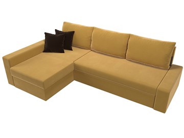 Угловой диван для гостиной Версаль, Желтый/Коричневый (микровельвет) в Вологде - предосмотр 4