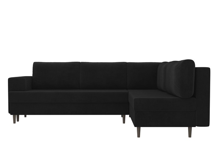 Угловой диван Сильвана, Черный (велюр) в Вологде - изображение 1