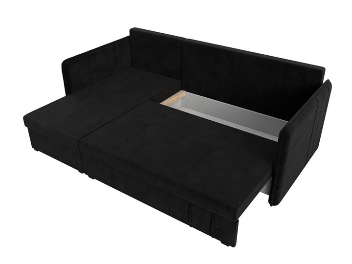 Угловой диван Слим, Черный (Велюр) в Вологде - изображение 1