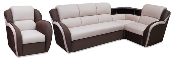 Угловой диван Соня-14 с полкой и креслом в Вологде - изображение