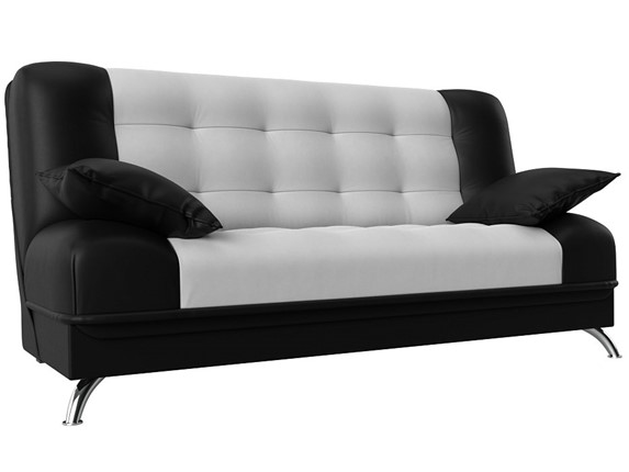 Прямой диван Анна, Белый/Черный (экокожа) в Вологде - изображение
