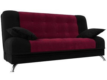 Прямой диван Анна, Бордовый/Черный (микровельвет) в Вологде