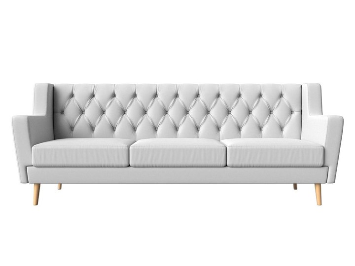 Прямой диван Брайтон 3 Люкс, Белый, без механизма (Экокожа) в Вологде - изображение 1