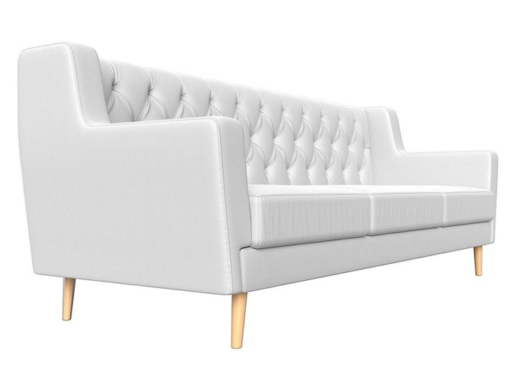 Прямой диван Брайтон 3 Люкс, Белый, без механизма (Экокожа) в Вологде - изображение 2