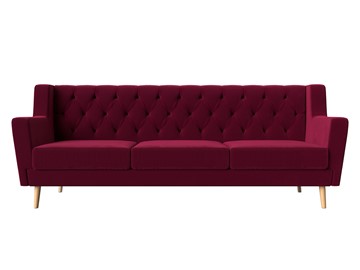 Прямой диван Брайтон 3 Люкс, Бордовый, без механизма (велюр) в Вологде - предосмотр 1