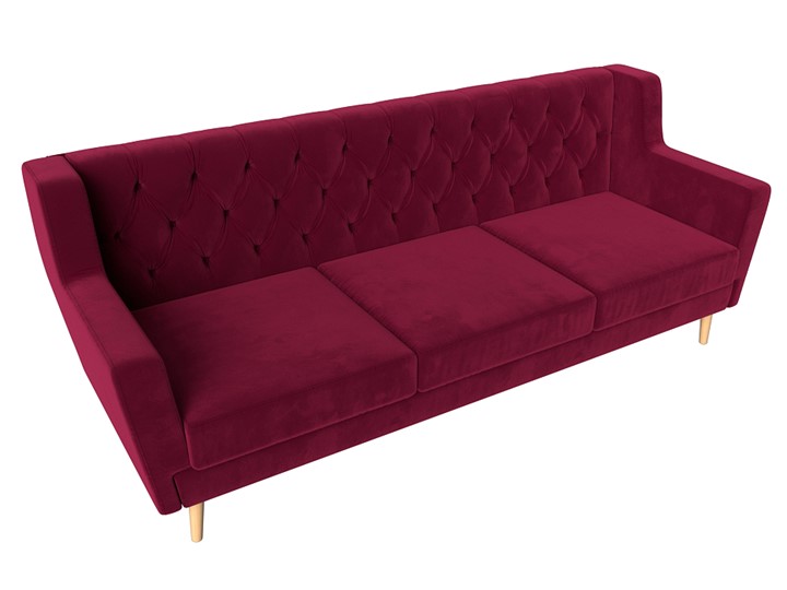 Прямой диван Брайтон 3 Люкс, Бордовый, без механизма (велюр) в Вологде - изображение 3