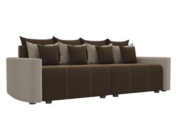 Большой прямой диван Бристоль, Коричневый/Бежевый (микровельвет) в Вологде - изображение