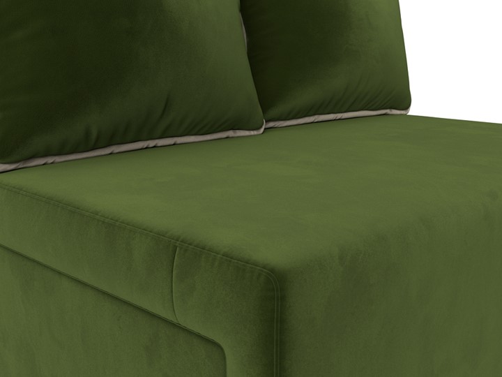 Диван прямой раскладной Лагуна, Зеленый/Бежевый (Микровельвет) в Вологде - изображение 6