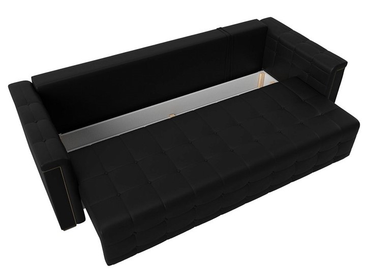 Прямой диван Лига-002 НПБ, Черный (Экокожа) в Вологде - изображение 1
