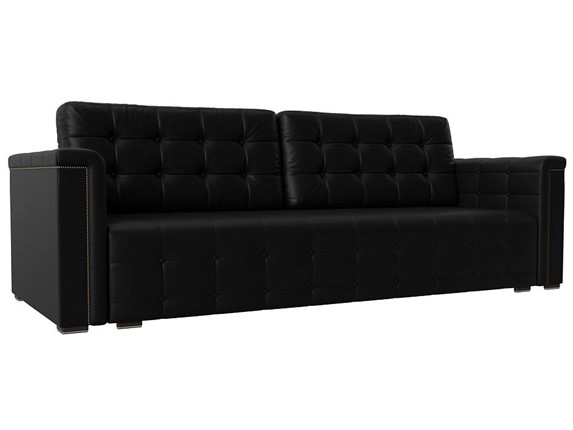 Прямой диван Лига-002 НПБ, Черный (Экокожа) в Вологде - изображение