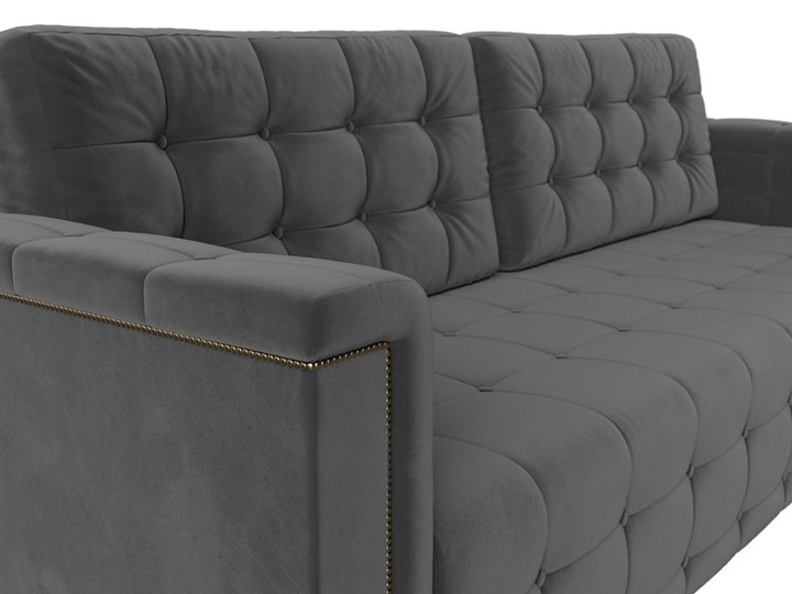 Прямой диван Лига-002 НПБ, Серый (велюр) в Вологде - изображение 5
