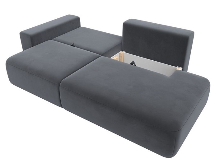 Прямой диван Лига-036 Модерн, Серый (велюр) в Вологде - изображение 2