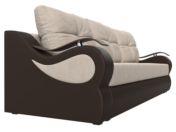 Прямой диван Меркурий еврокнижка, Бежевый/коричневый (рогожка/экокожа) в Вологде - изображение 2