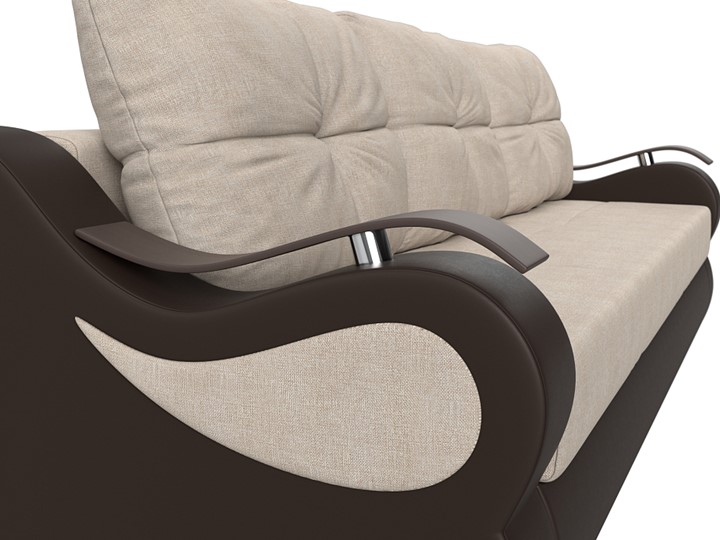 Прямой диван Меркурий еврокнижка, Бежевый/коричневый (рогожка/экокожа) в Вологде - изображение 3