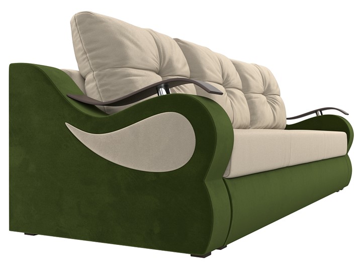 Прямой диван Меркурий еврокнижка, Бежевый/зеленый (микровельвет) в Вологде - изображение 2