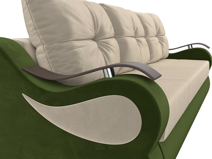 Прямой диван Меркурий еврокнижка, Бежевый/зеленый (микровельвет) в Вологде - изображение 3